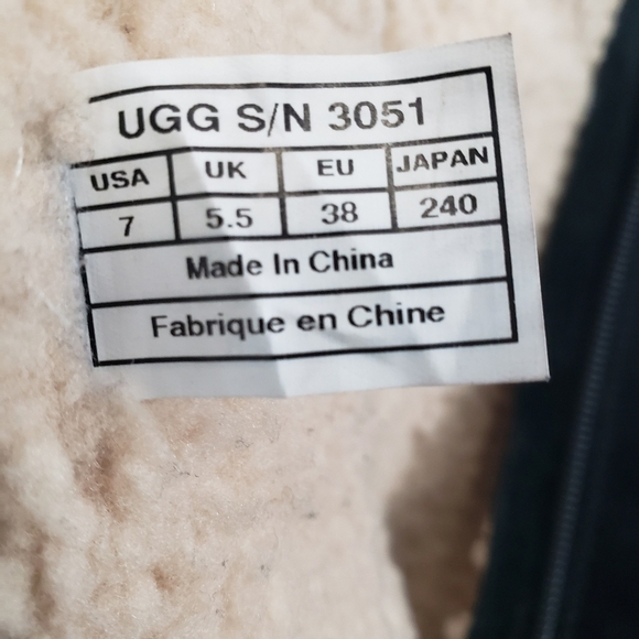 UGG Jillian Shearling Lined Black Suede Riding Winter Side Zip Boots Size 7 - Picture 14 of 15